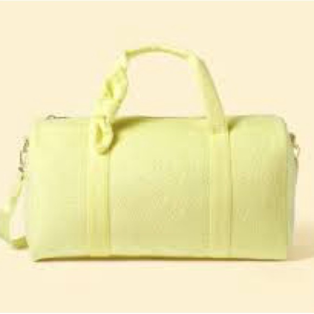 Lime Yellow Women's Terrycloth Duffel Bag - Stylish Weekend Tote